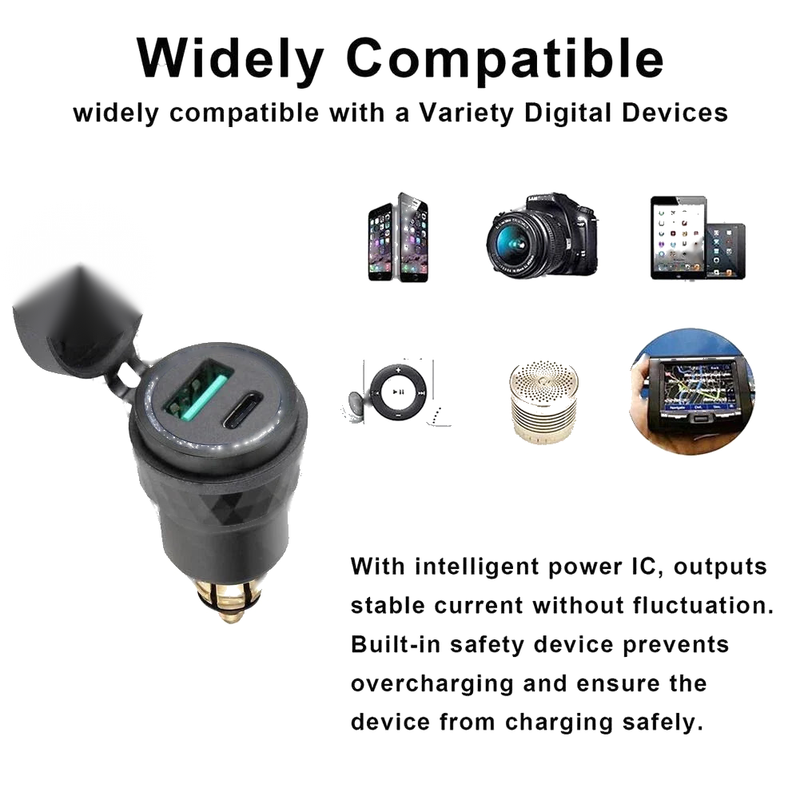Motorcycle Accessories Dual USB Charger / DIN-Plug Socket Adapter