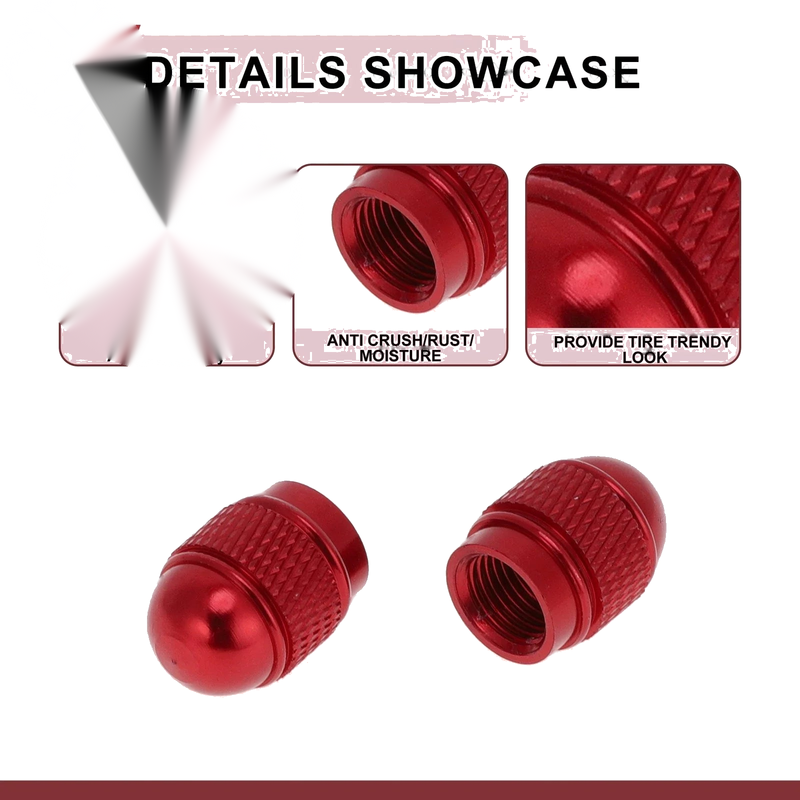 Car (All Years) 4 x Mini Bullet Style Tire Valve Stem Caps Dust Covers Red