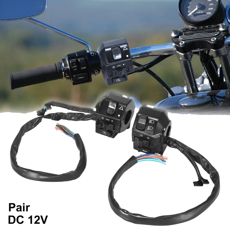 Motorcycle Pair 7/8" Handlebar Switch Turn Signal Headlight Control Buttons
