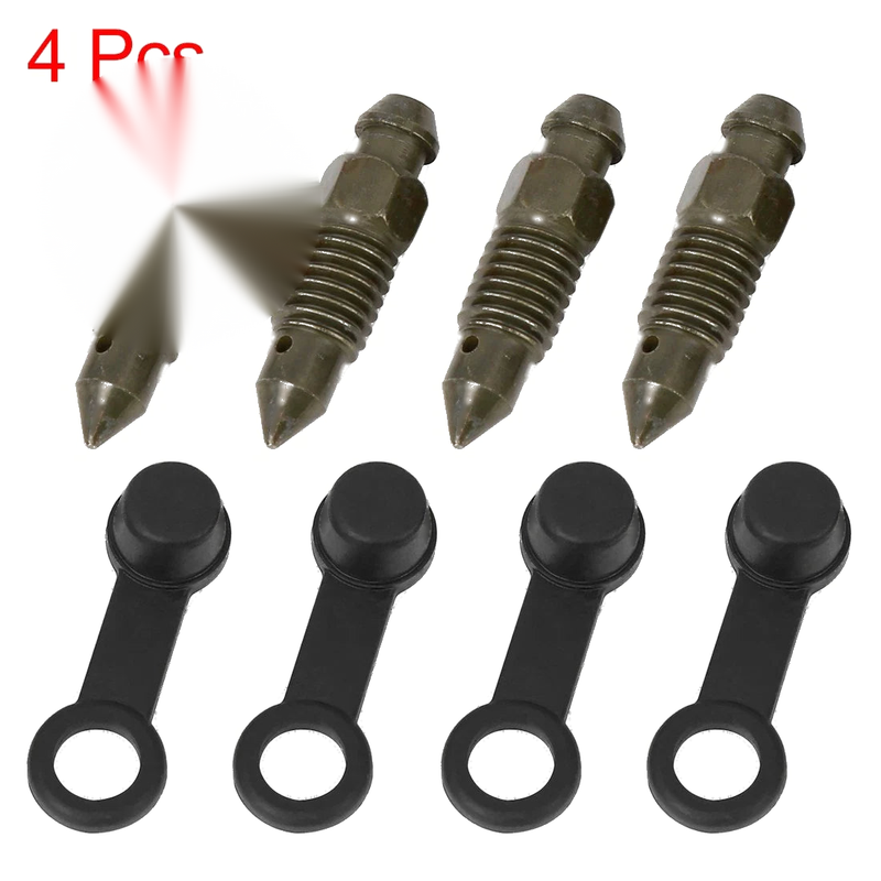 Motorcycle 4 x Banjo Bolt Bleeder Screw with Cap