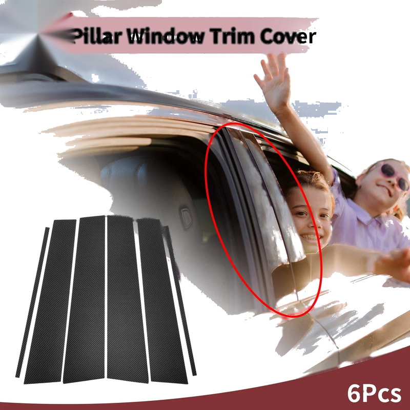 Toyota Fortuner 6 Pcs Car Door Pillar Window Trim Carbon Fiber (2014–2015)