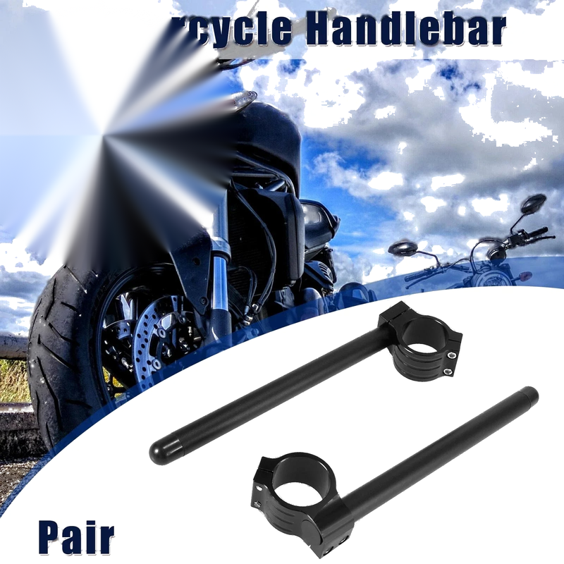Motorcycle Black 1 Pair 46mm Handlebar Clip Ons
