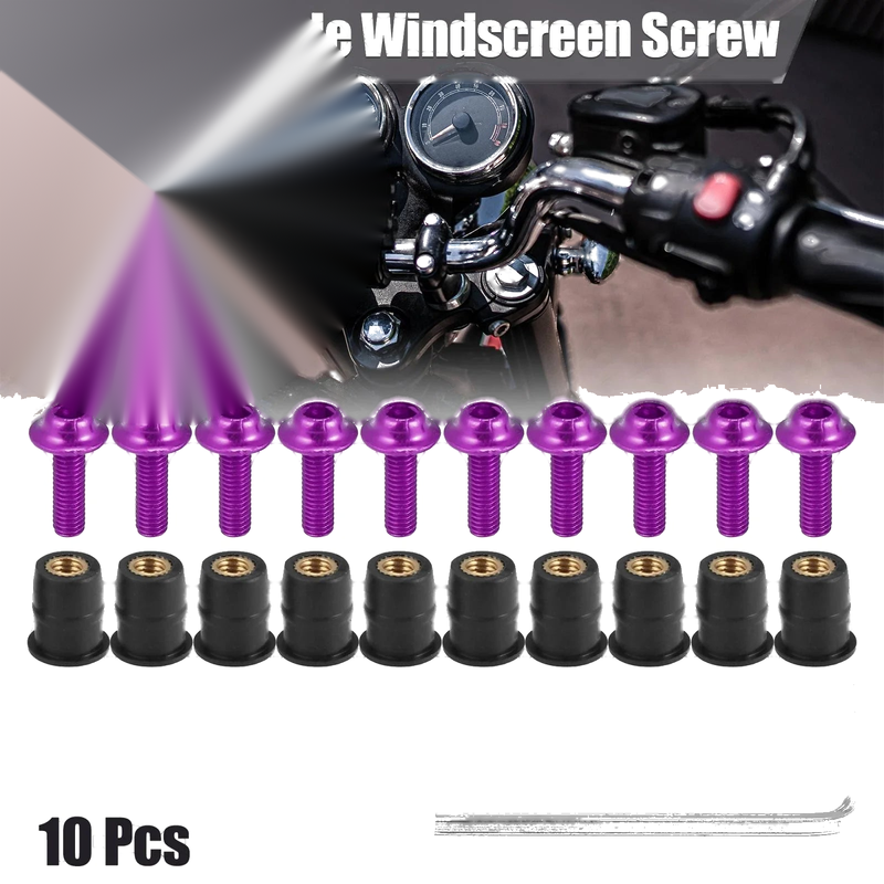Motorcycle Fairing Bolts Purple 10 x M5 5mm Windscreen Screws