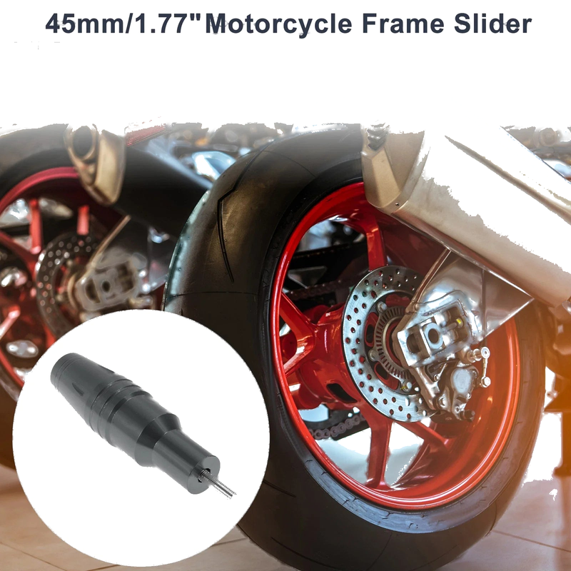 Motorcycle 1.11in Aluminum Motorcycle Slider Frame 1 x Titanium Tone