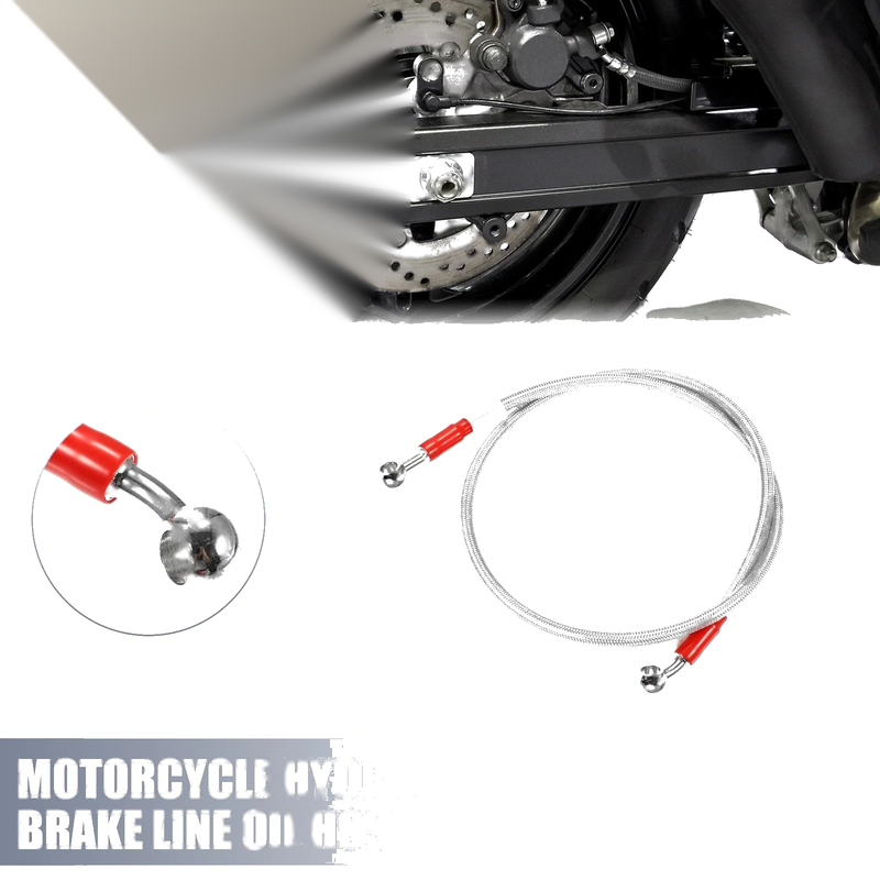 95cm 37.4" Motorcycle Hydraulic Brake Line Oil Hose Pipe 28° 0° Silver Tone