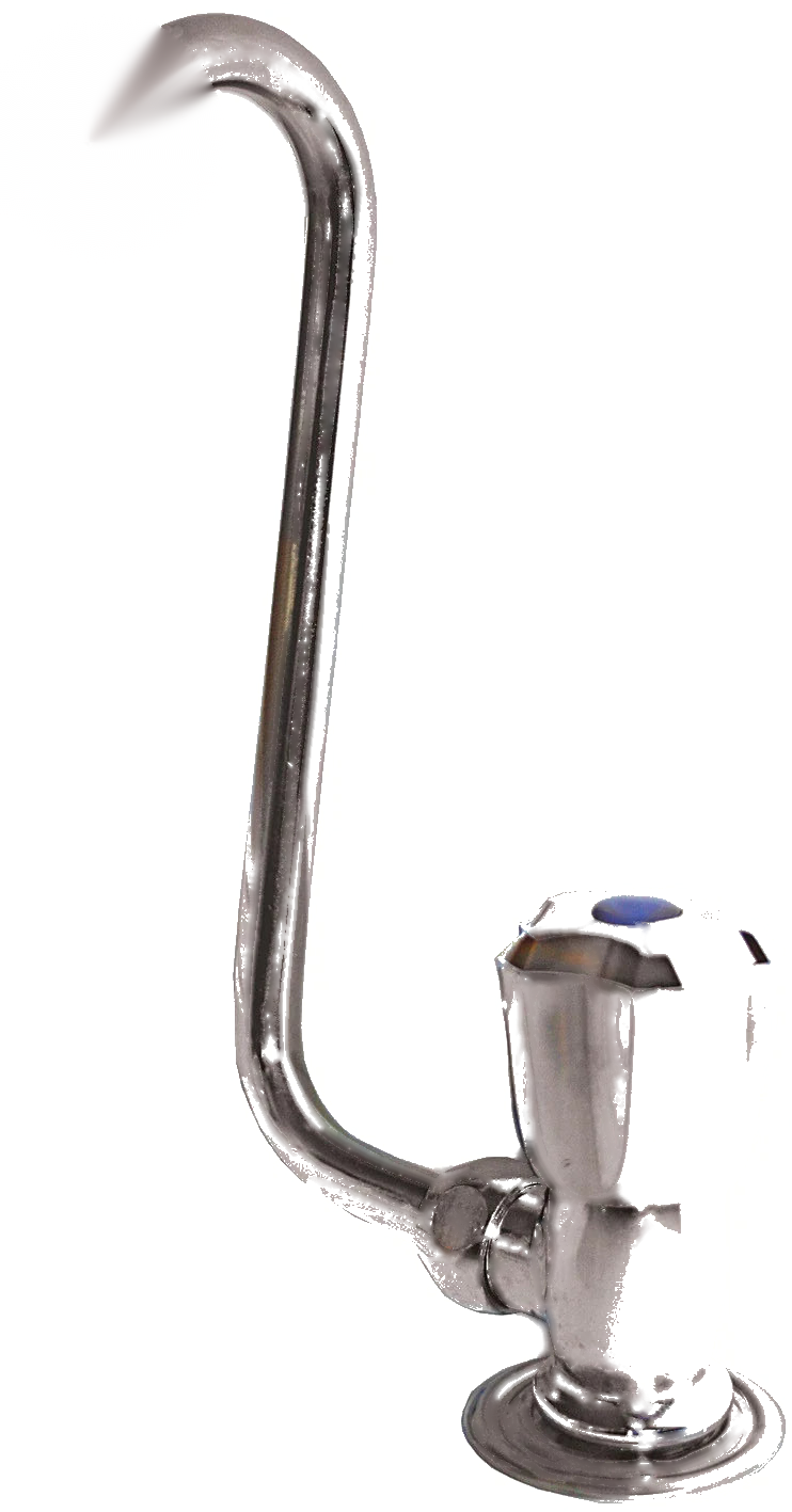 Single Tap Faucet Right Hand Blue Cold 360° Fold Down Chrome Plated Brass