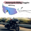 Motorcycle Riding Goggles Blue Lens Clear Blue Gray Frame PC UV400