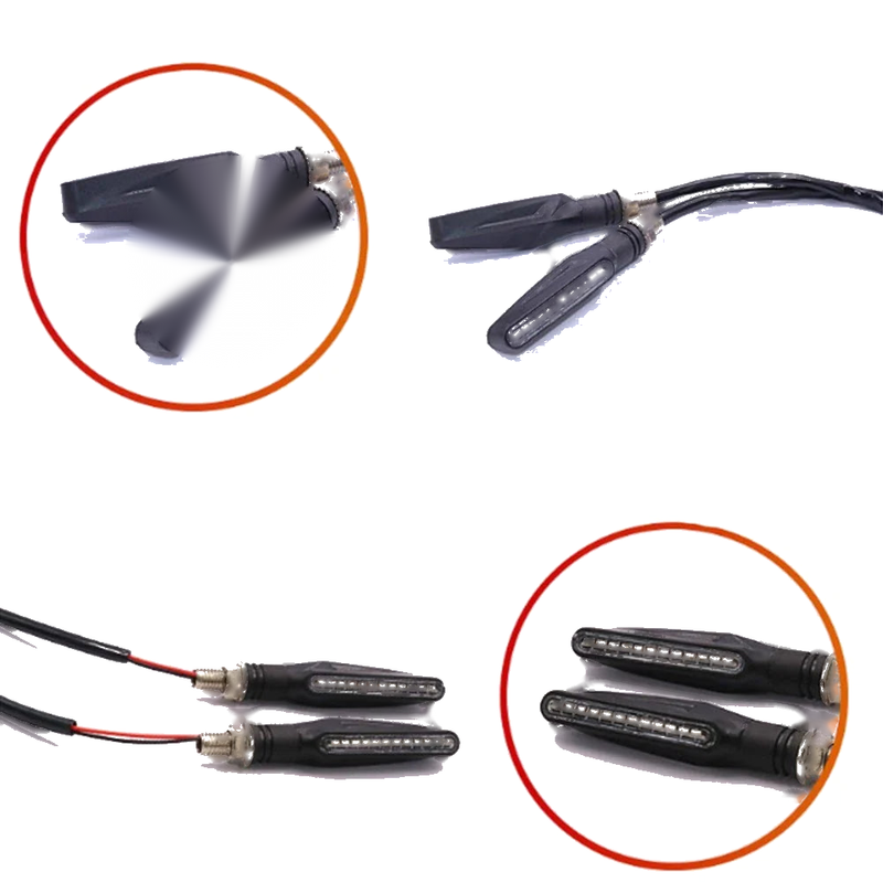 2 x Motorcycle Indicator Lights Amber Flowing Sequential Design