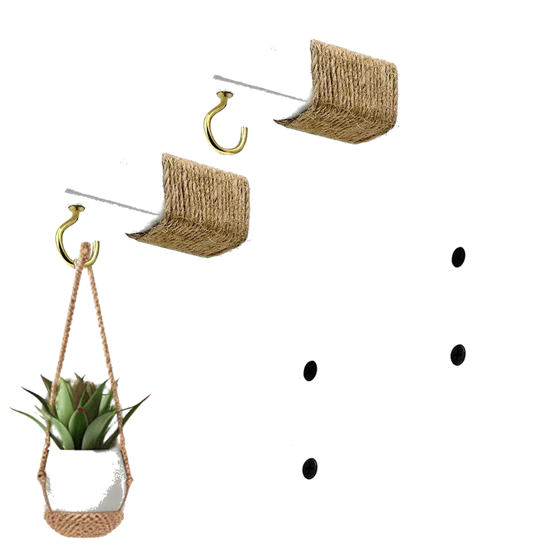 Wall - Hanging Basket Flower Pot Wooden Plant Hanger Hook