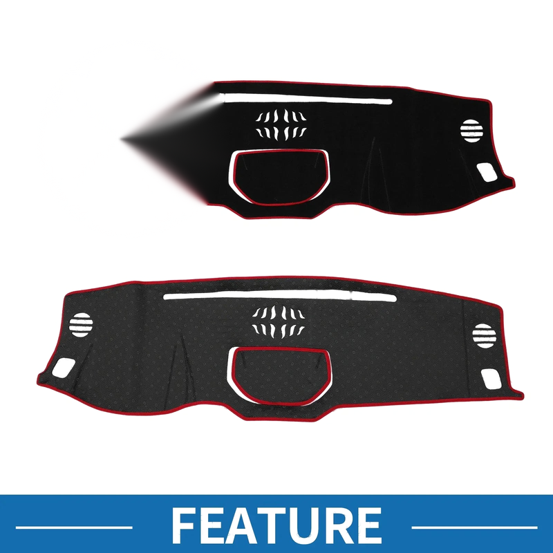 Toyota Tundra (2014-2021) Sun Protector Black Red Dashboard Cover Mat