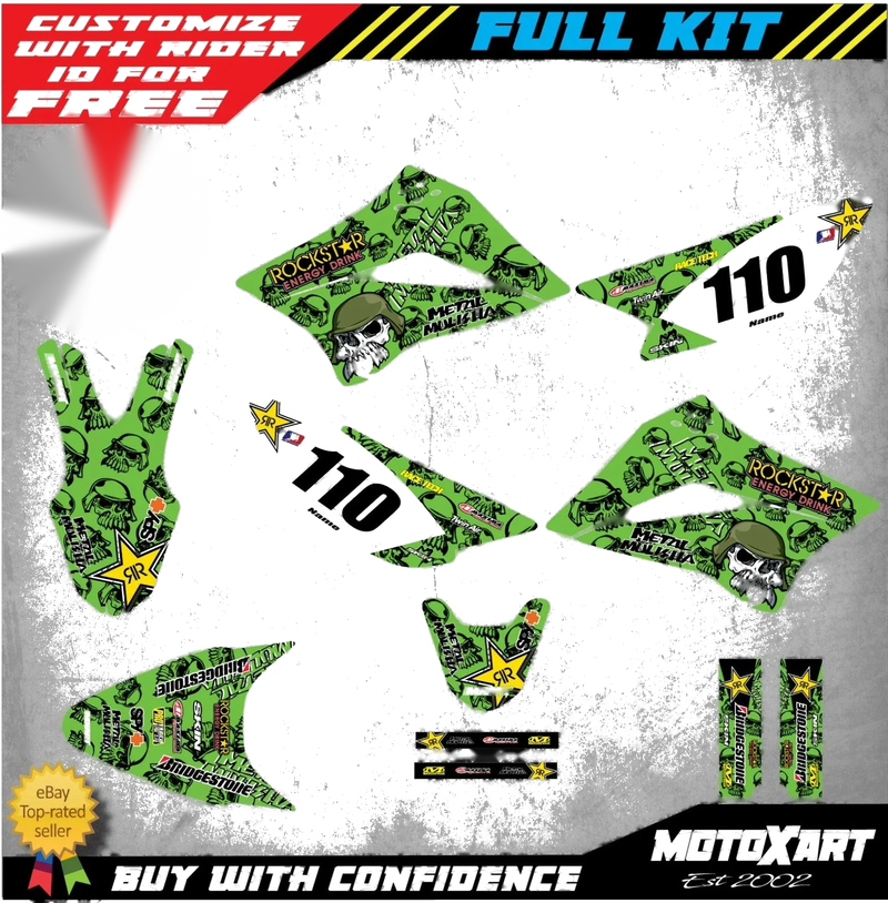Kawasaki KLX 110 (2010-2024) - Metal Style Stickers Custom Graphic Kit