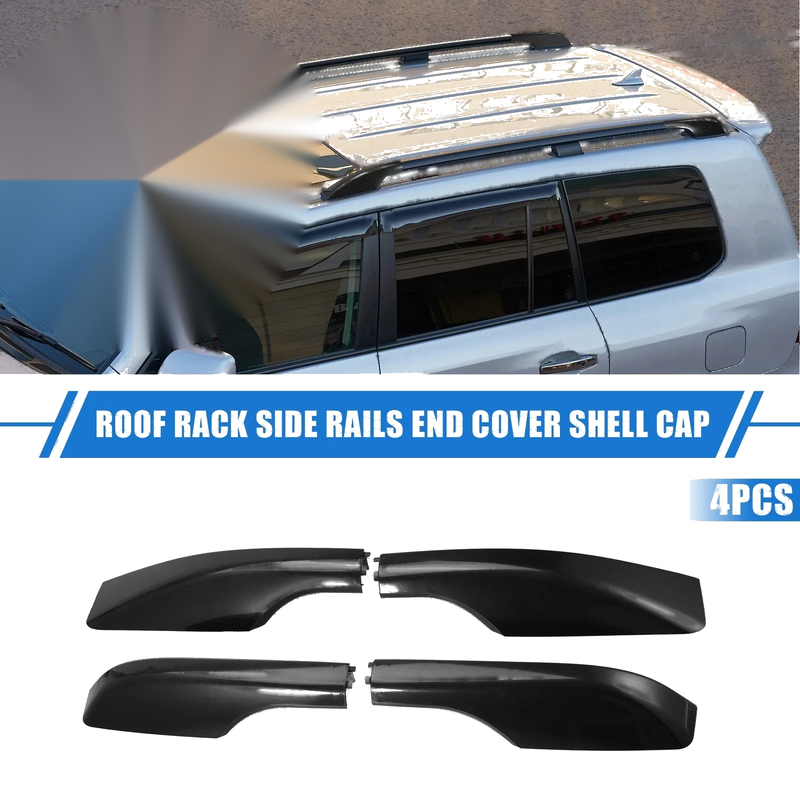 Toyota Land Cruiser (2008-2021) Black 4 x Roof Rack Side Rail End Covers