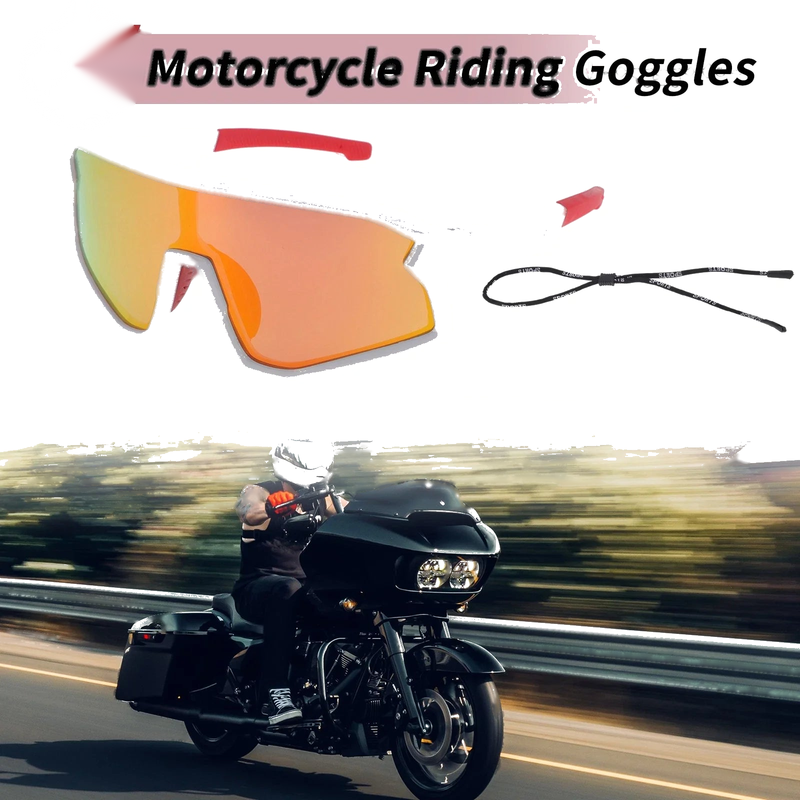 Motorcycle Riding Goggles Red Lens White Red Frame PC Tri-Acetyl Cellulos