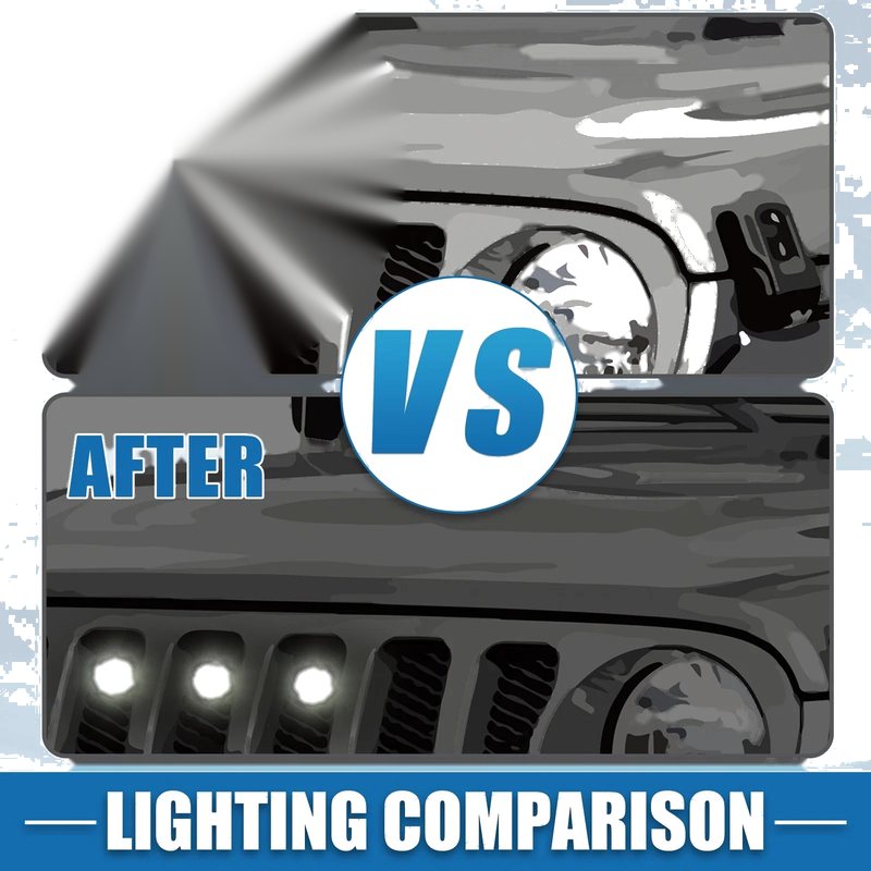 Jeep Gladiator JT 2020-2023 White & Black LED Front Grille Lights Set