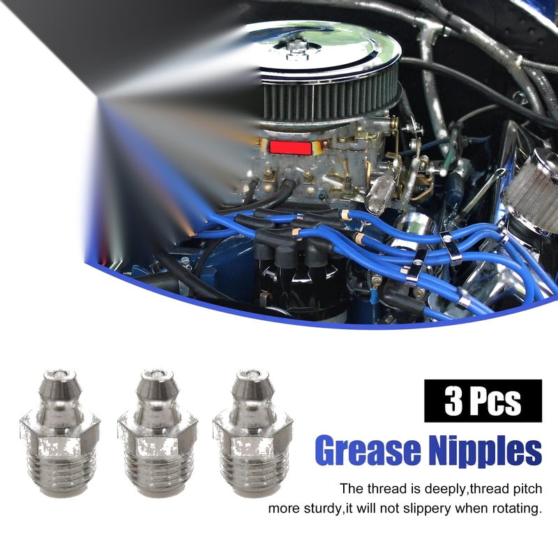 Motorcycle Car 3 x M10 x 1 Stainless Steel Grease Nipple Fitting