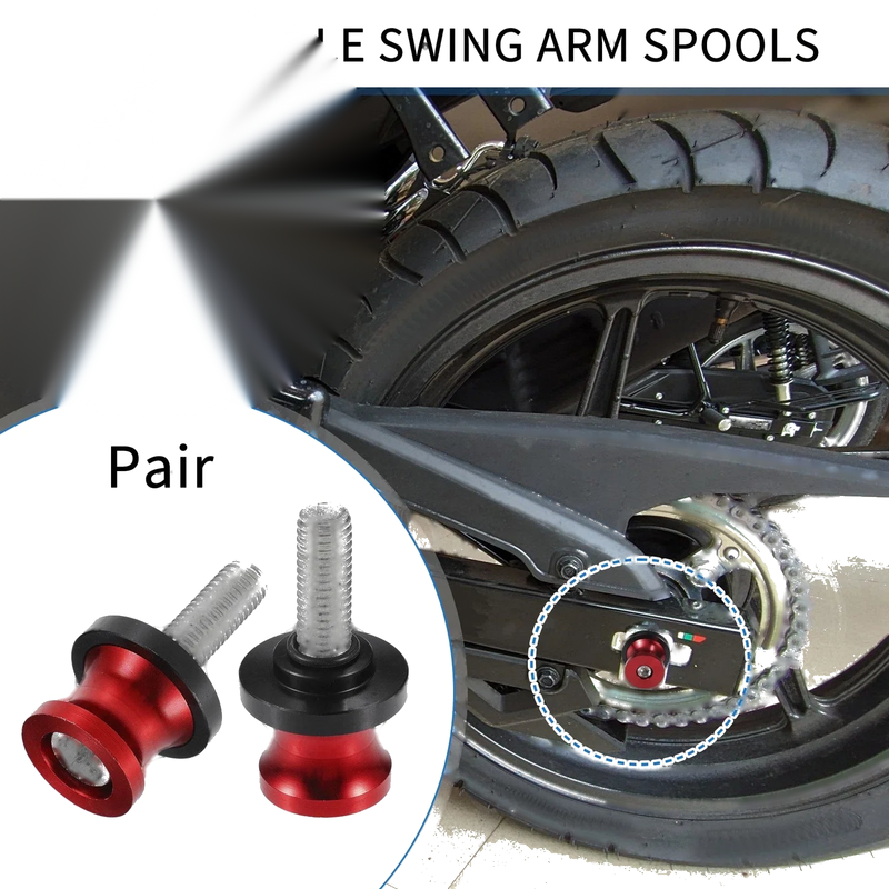 Motorbike Pair Swingarm Spools 10mm CNC Slider Stand Red