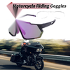 Motorcycle Riding Goggles Purple Lens Black Frame Sunglasses