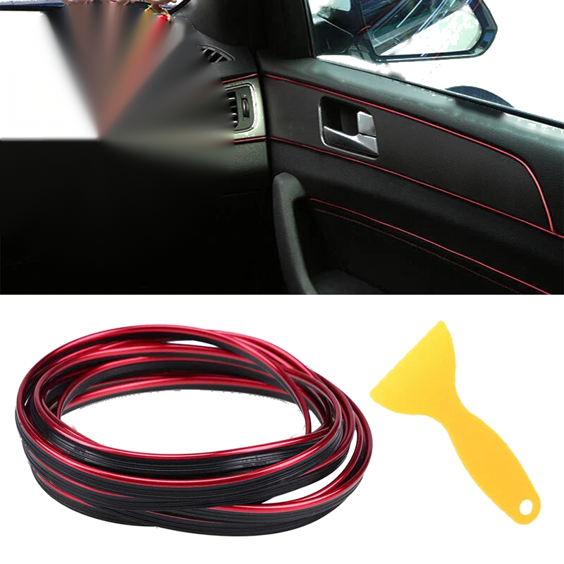 Auto - PVC Red 2 x 10M Car Interior Edge Gap Line Moulding Trim