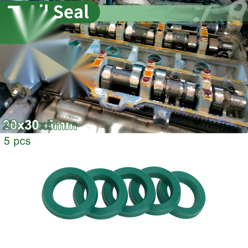 Oil Seal 20x30x5mm TPU Rotary Shaft Seal High-Pressure Green 5 Pcs