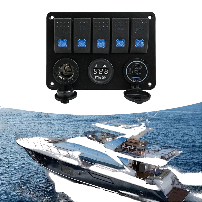 Truck Caravan Switch Panel / Aluminium Waterproof / 12V–24V, 3-Port