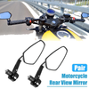 2 x Motorcycle Rear View Side Mirror Clear Lens Carbon Fiber Pattern Black Pair