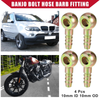 Car Motorcycle 4 x Banjo Bolt Hose Barb Fitting 10mm ID 10mm OD Metal