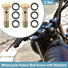 Motorcycle 2 x Set M10x1 44mm Length 4 Hole Hollow Bolt Screws with Washer