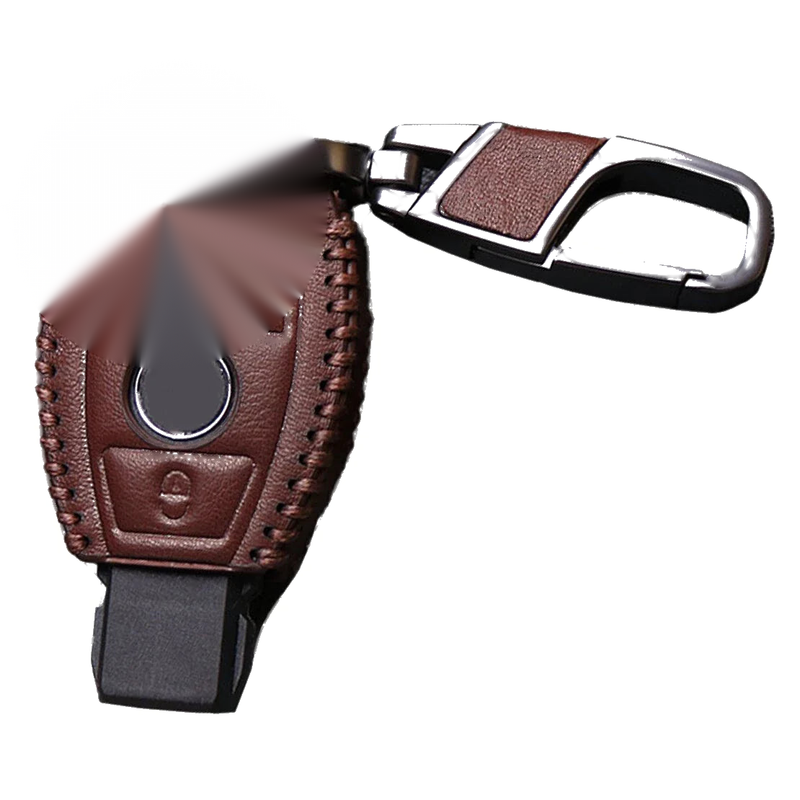 Benz A B C E G R Class CLS GL Brown PU Leather Key Fob Cover
