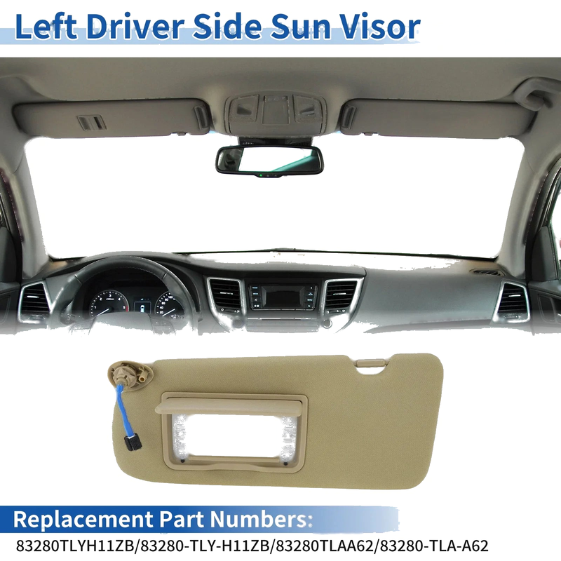 Honda CR-V 2017-2022 Beige Replacement Left Side Sun Visor
