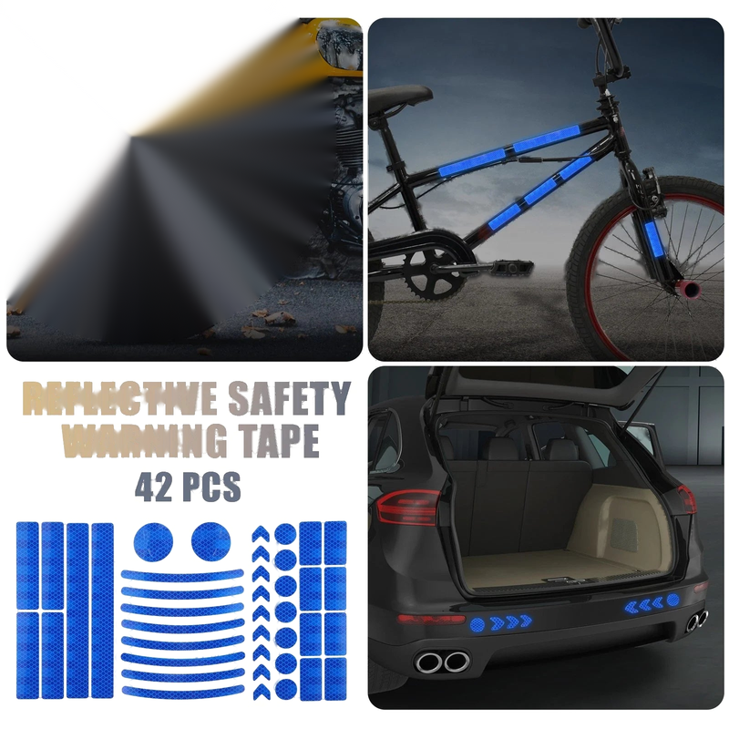 Bike Motorcycles 42pcs Reflective Safety Warning Tape Blue