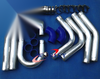 3" Universal Aluminum Intercooler Turbo Pipe Piping Kit Blue Hose