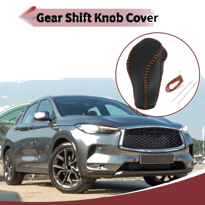 Infiniti FX35 (2009-2013) Black Brown Faux Leather Gear Shift Knob Cover