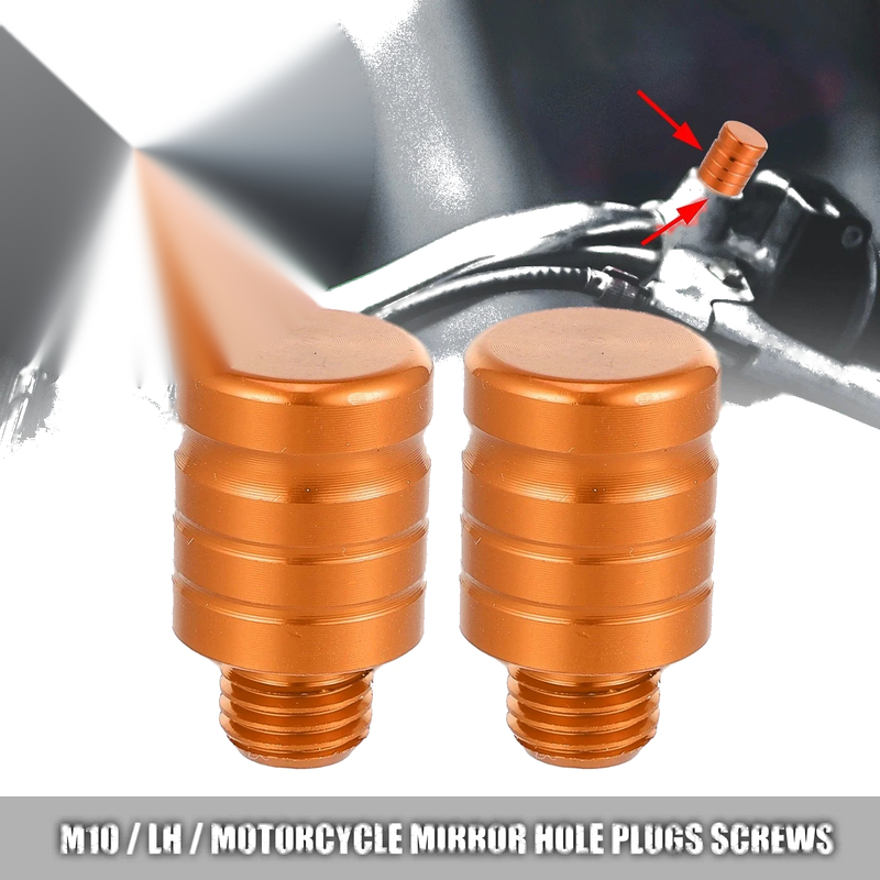 Motorcycle 2 x M10x1.25 Left Side Mirror Hole Plug Screw