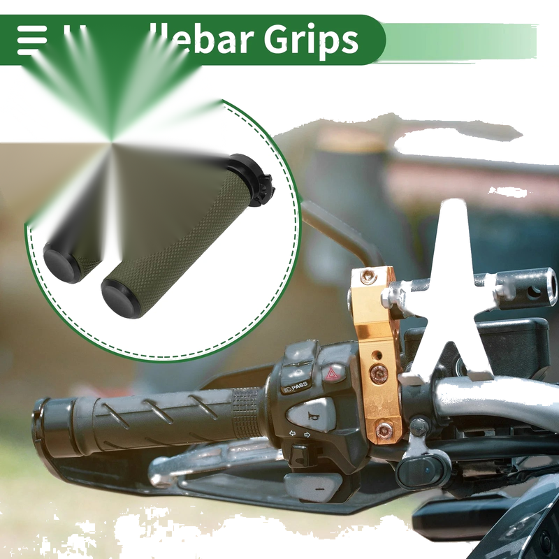 Motorcycle Handlebar Grips / 7/8" 22mm / Green