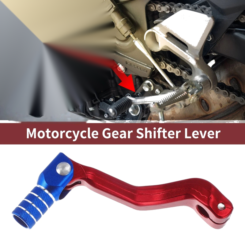 Kayo T2 Red Blue Silver Tone 1 Pc Folding Motorcycle Gear Shifter Lever