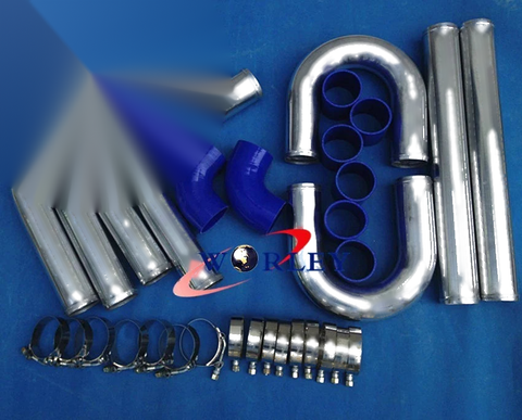 Universal Vehicles 2.5" Blue Aluminum Turbo Intercooler Pipe Kit