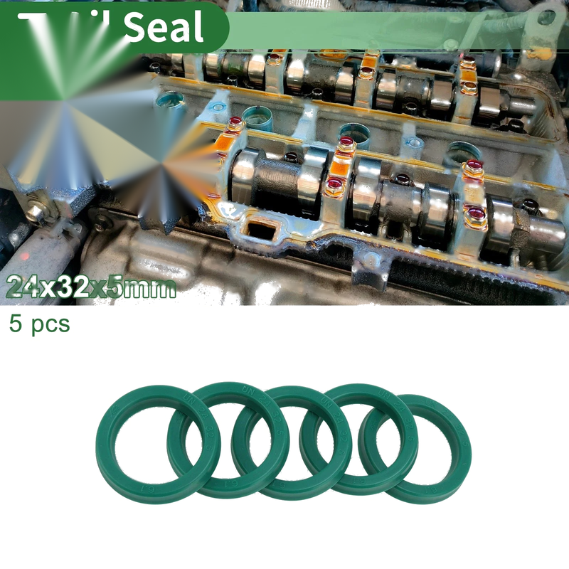 Make Model Oil Seal 5 Pcs Rotary Shaft Seal TPU 24x32x5mm Green