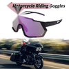 1 x Motorcycle Riding Goggles Purple Black with Blue and Red Dots UV400