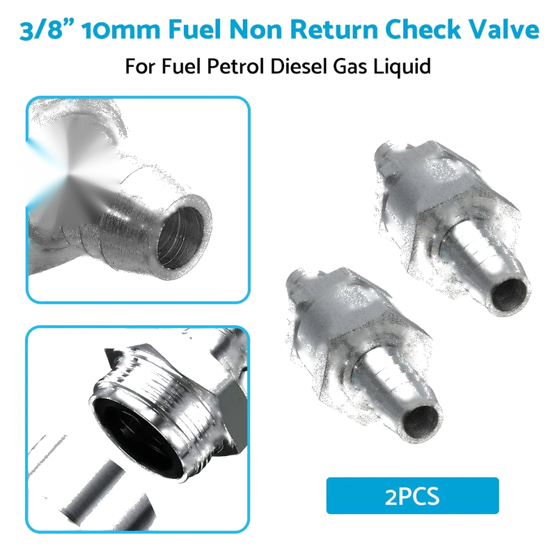 Fuel Petrol Diesel Gas Liquid 3/8" 10mm Inline Check Valve