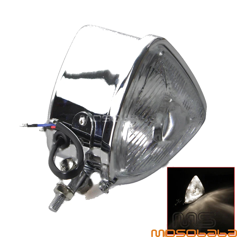Harley Chopper Cafe Racer Chrome Triangle Retro Headlight