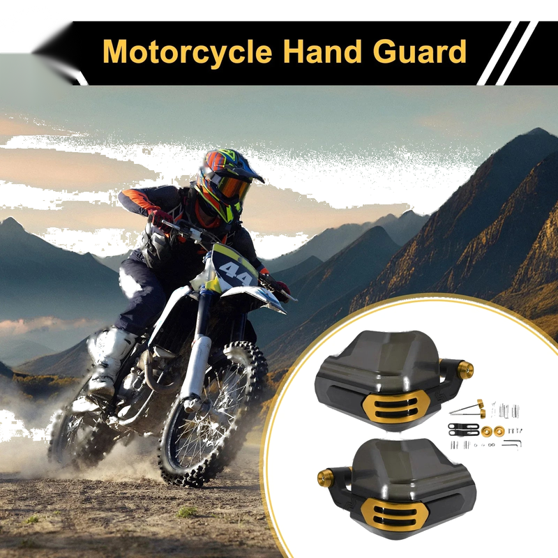Motorcycles Set Universal Hand Guard Knuckle Protector Gold Tone PC