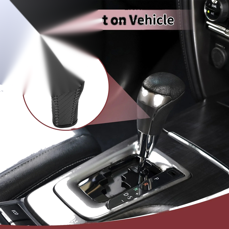 QX70 (2014-2016) Black Gray Faux Leather Gear Shift Knob Cover