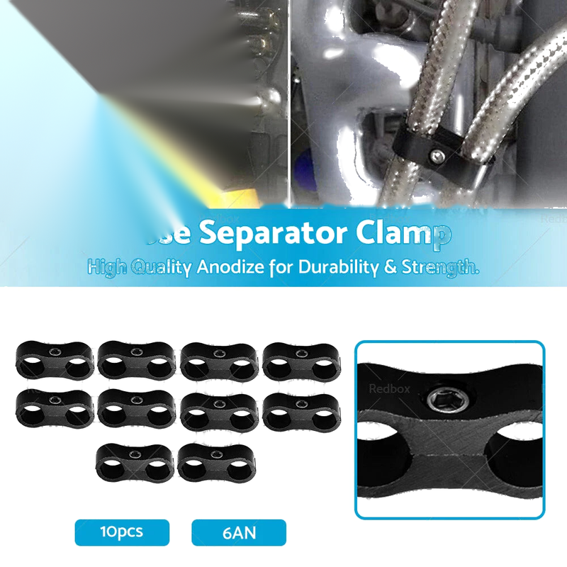 10 x AN6 Nylon Braided Stainless Fuel Oil Line Hose Separator Clamp