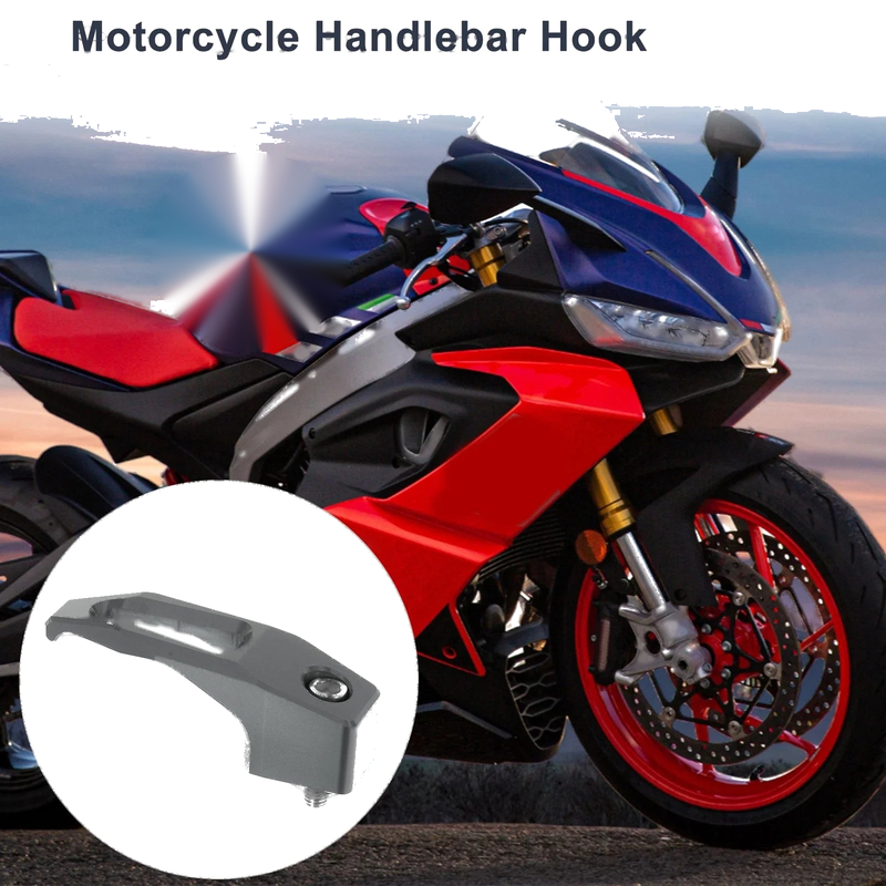 Square Aluminum Alloy Motorcycle Hanging Hook 1 Set Titanium Tone 78mm Length
