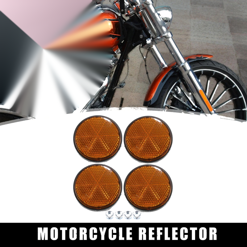 4 x M6x1.0 Orange Motorcycle Round Screw-on Reflective Warning Reflectors