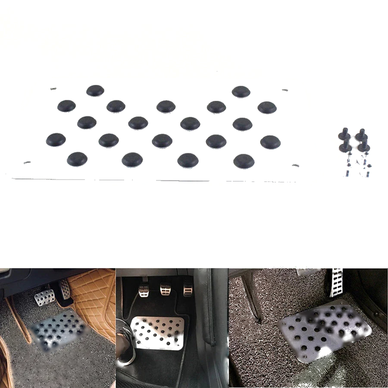 Universal Car Aluminum Alloy & Rubber Heel Plate Pedal Mat