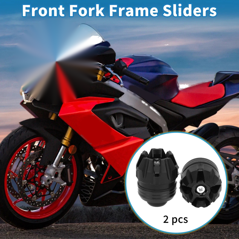 Motorcycle Frame Sliders / 2 x / Front Fork Protection Plastic Black