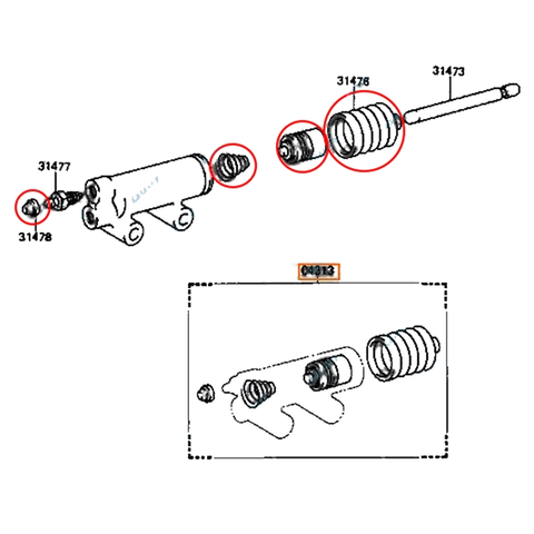 Toyota Hilux 4WD Clutch Slave Cylinder Repair Kit (1988-1994)