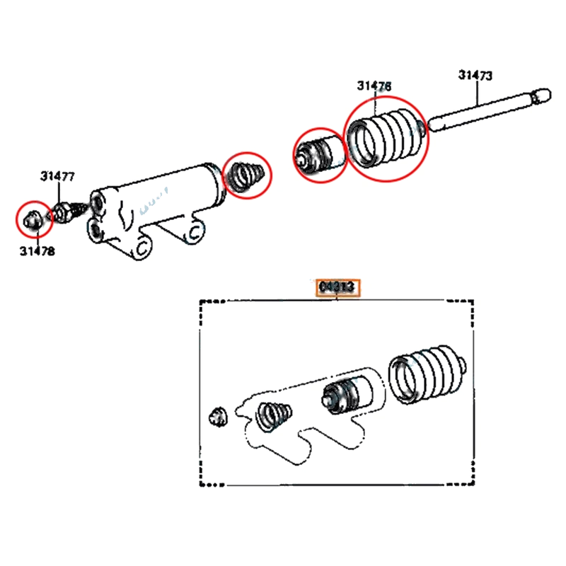 Toyota Hilux 4WD Clutch Slave Cylinder Repair Kit (1988-1994)