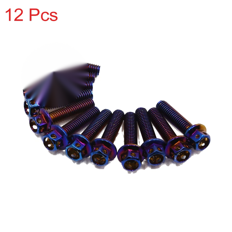 Motorcycle 12 x M6 Colorful Titanium Alloy Fairing Bolts Fastener Screws